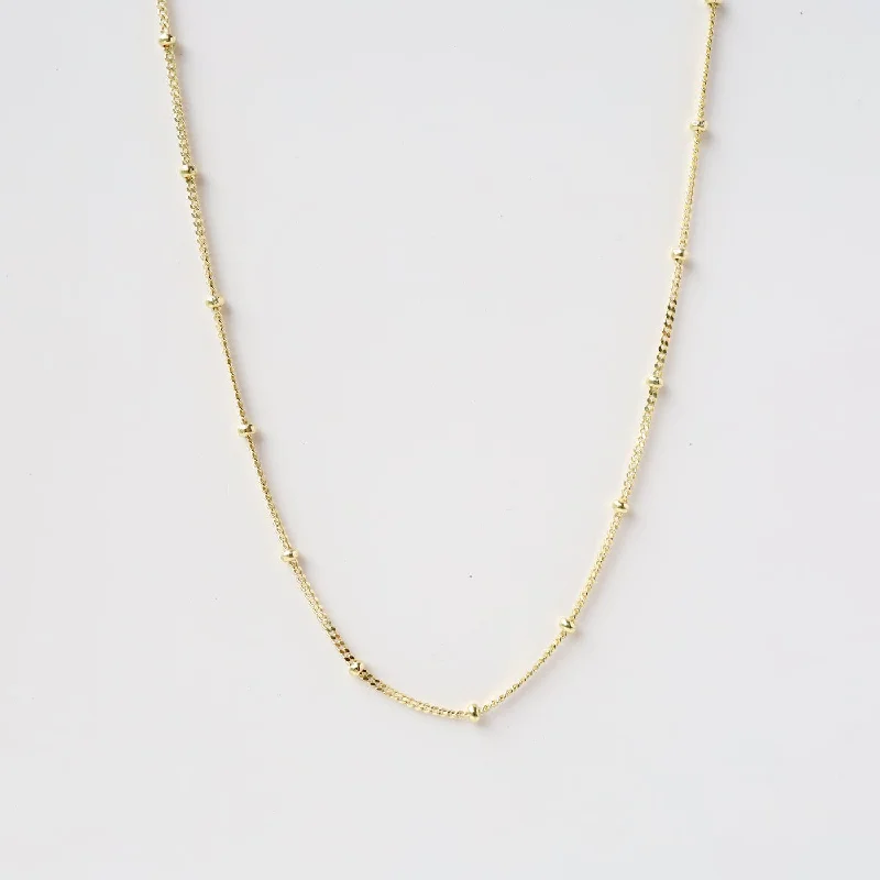 Gold Plated Curb Chain with Bead Stations - 16" to 18"