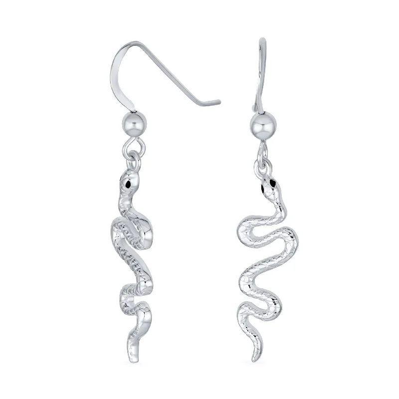 Egyptian Serpent Dangle Earrings Snake Design  Sterling Silver