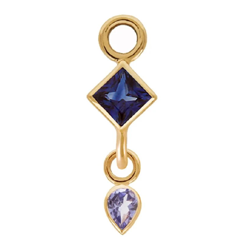 Double Gemstone Plaque - Blue Sapphire & Tanzanite - Sold as Single