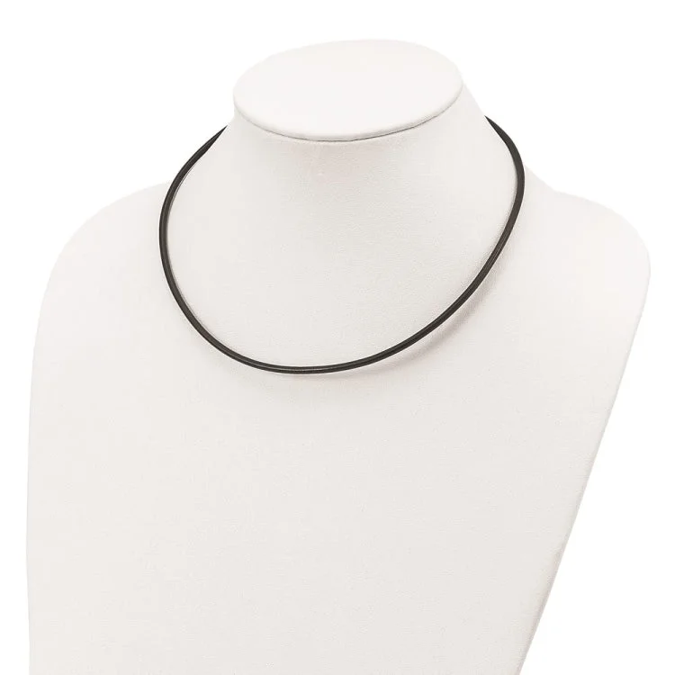 Sterling Silver 3mm Black Leather Cord Necklace