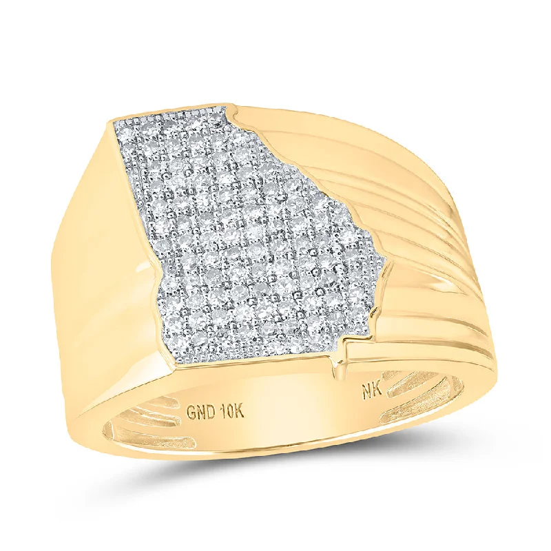 10kt Yellow Gold Mens Round Diamond Georgia Cluster Ring 1/2 Cttw