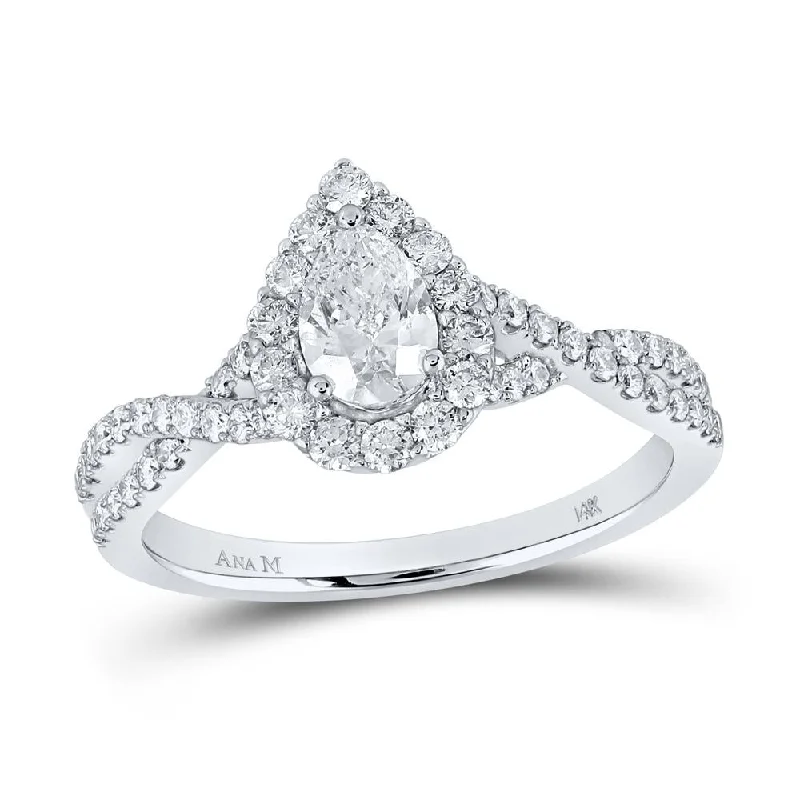 14kt White Gold Pear Diamond Solitaire Bridal Wedding Engagement Ring 1 Cttw