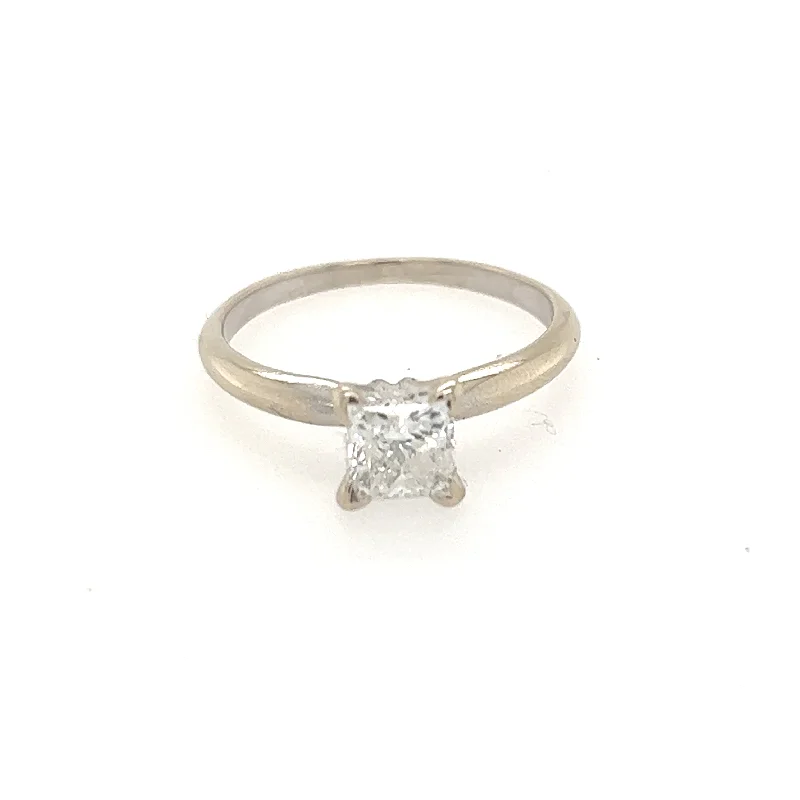 1 Carat Princess Cut Diamond Solitaire Engagement Ring 6 3/4 US