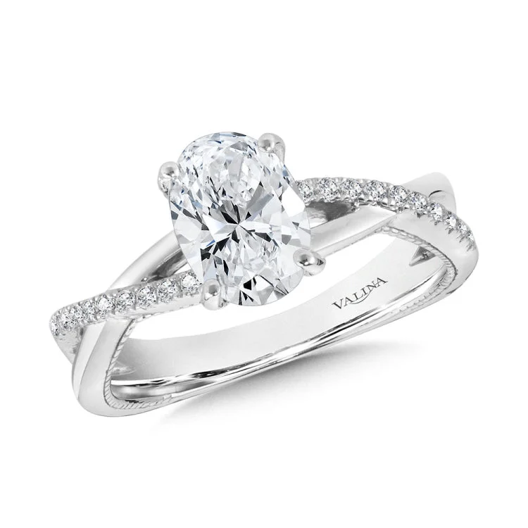 Crisscross & Milgrain-Beaded Hidden Accents Diamond Engagement Ring