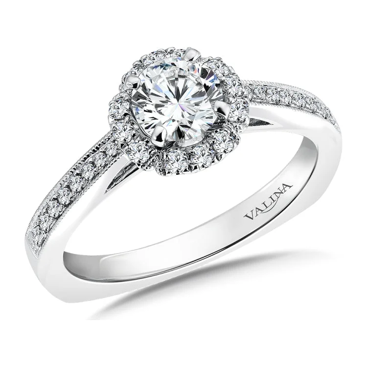 Floral Shape Halo Diamond Engagement Ring