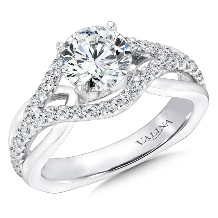 14k white gold spiral style 0.37 TDW diamond engagement ring. perfect for a 1.25 carat center.