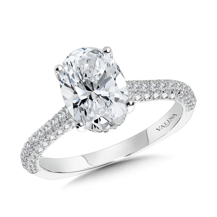 Straight Pave-Set Hidden Halo Diamond Engagement Ring