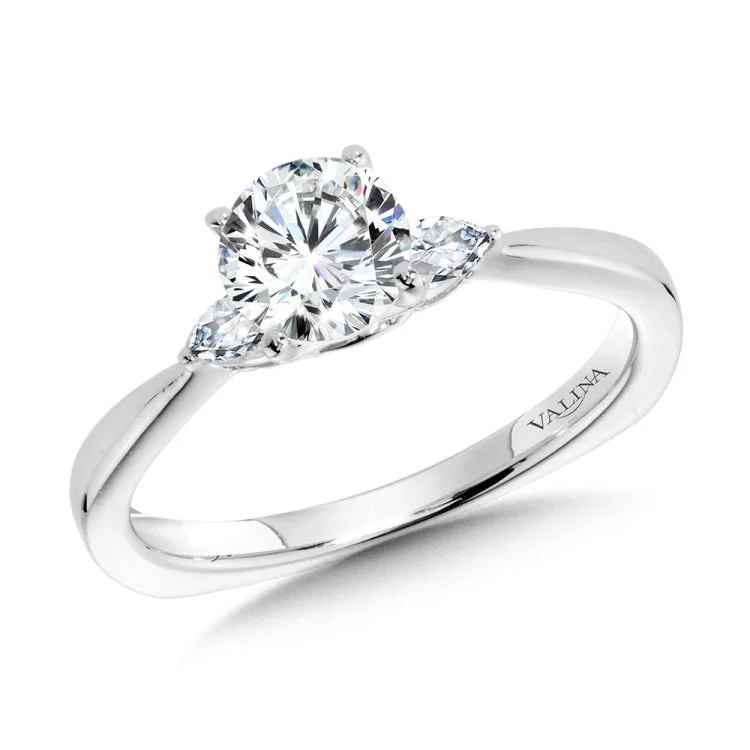 Tapered 3-Stone Round and Pear Diamond Engagement Ring