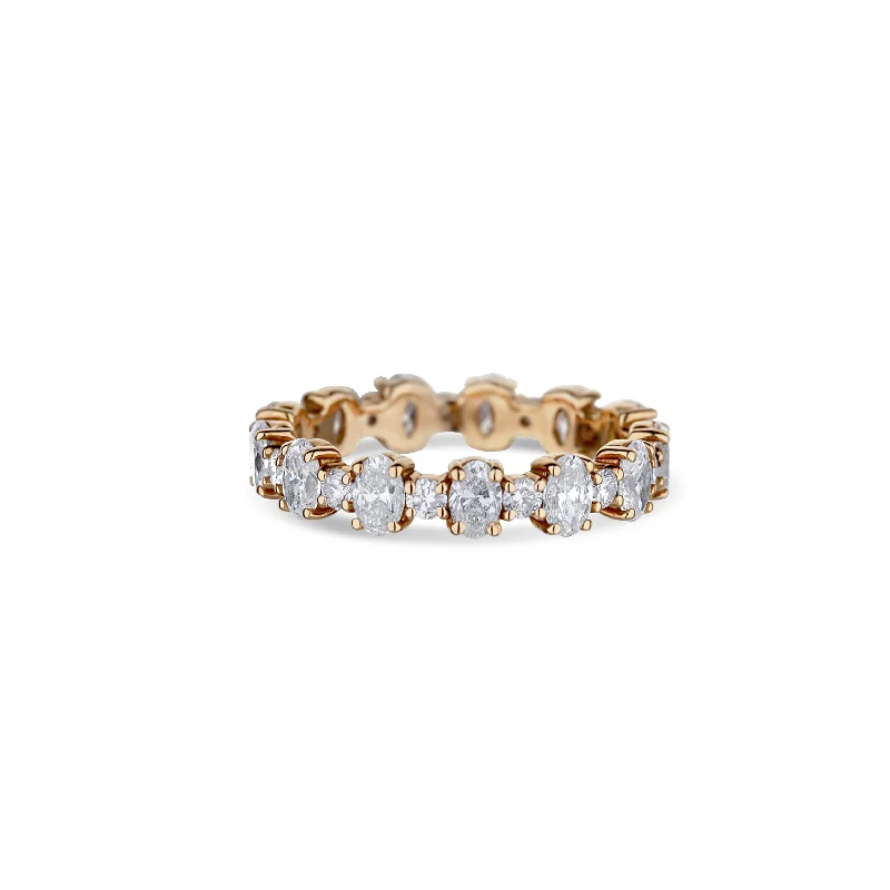 14K Rose Gold Oval And Round Diamond Eternity Band