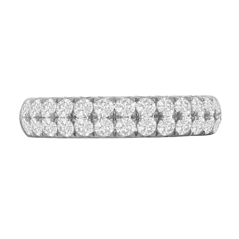 14K White Gold Double Row Diamond Band