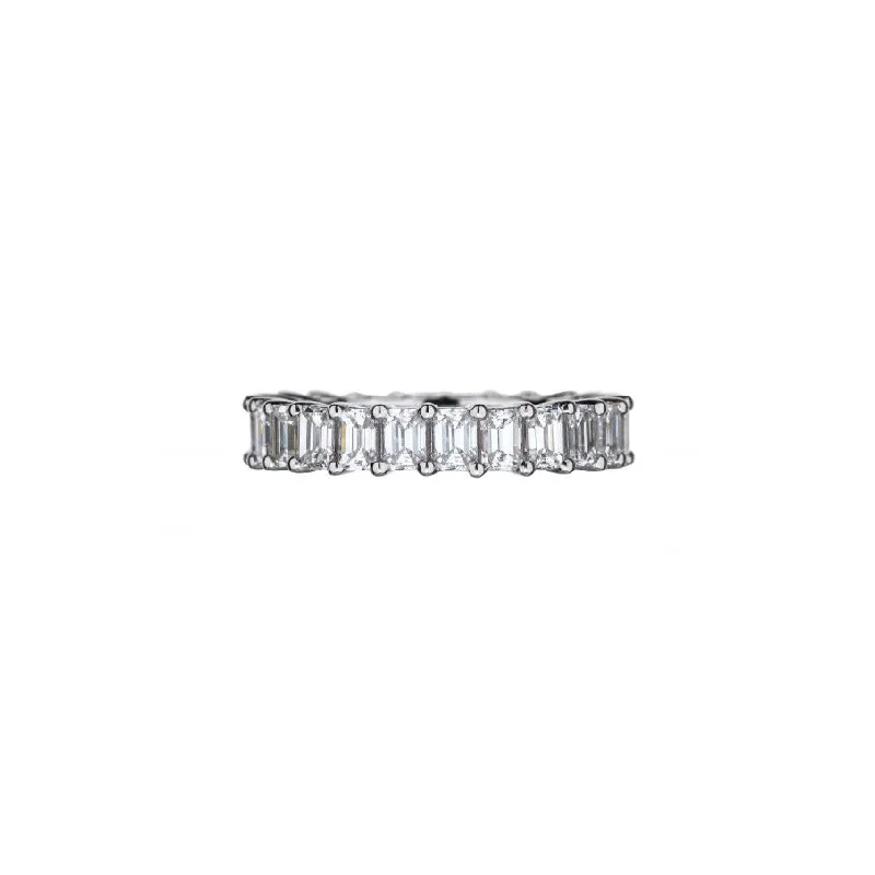 14K White Gold Emerald Cut Diamond Eternity Band 3.55Ctw