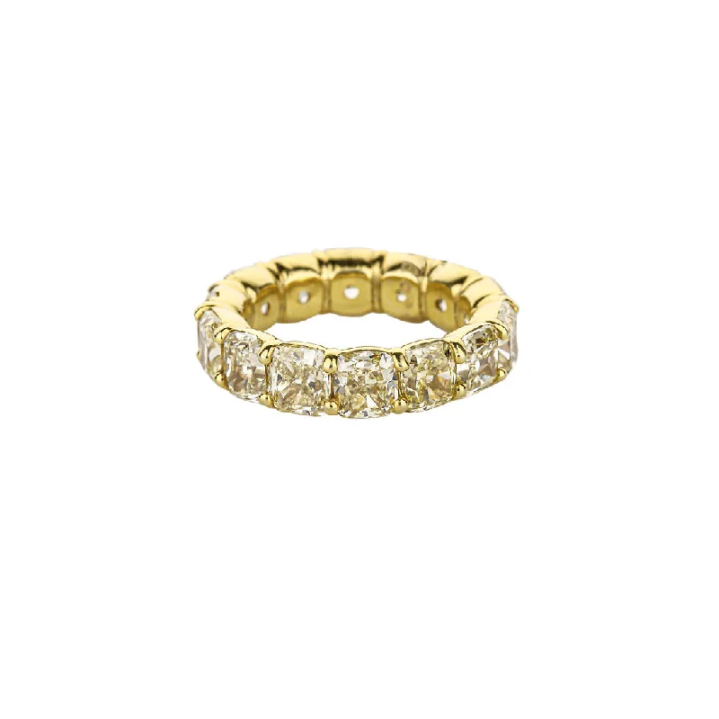 18K Gold Yellow Cushion-Cut Fancy Yellow Diamond Eternity Band