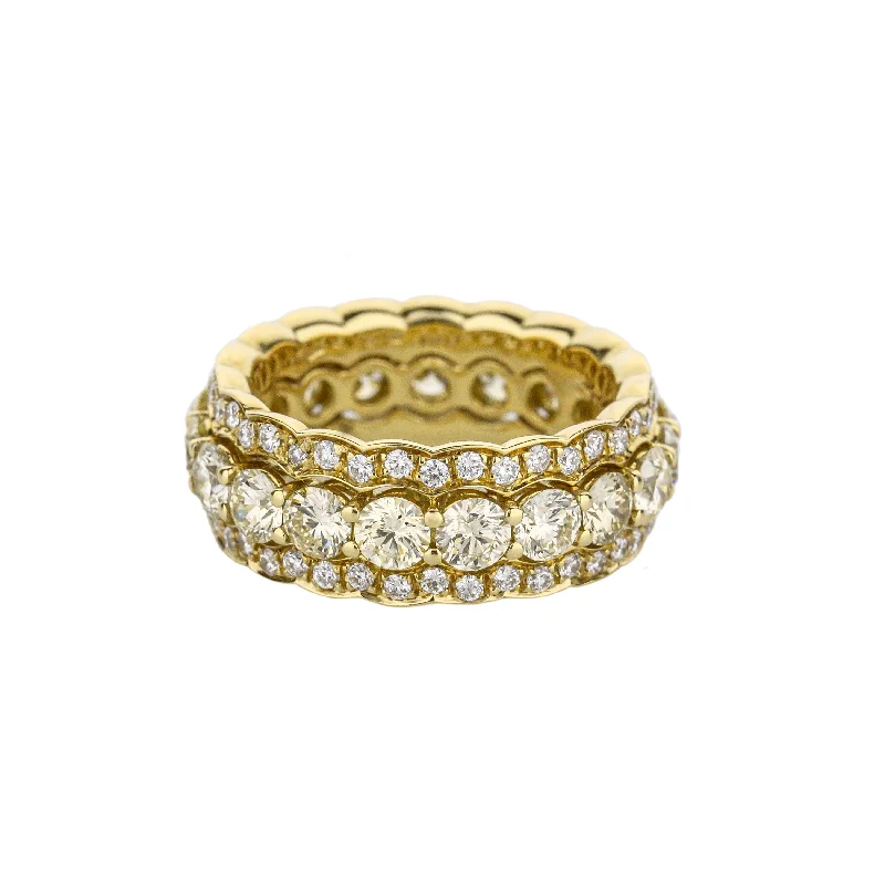 18K Gold Yellow Diamond Eternity Band With Scalloped Edge Detail