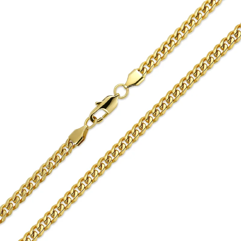 Men's 8MM Gold Tone Stainless Steel Miami Cuban Chain Necklace 20-30 Inch