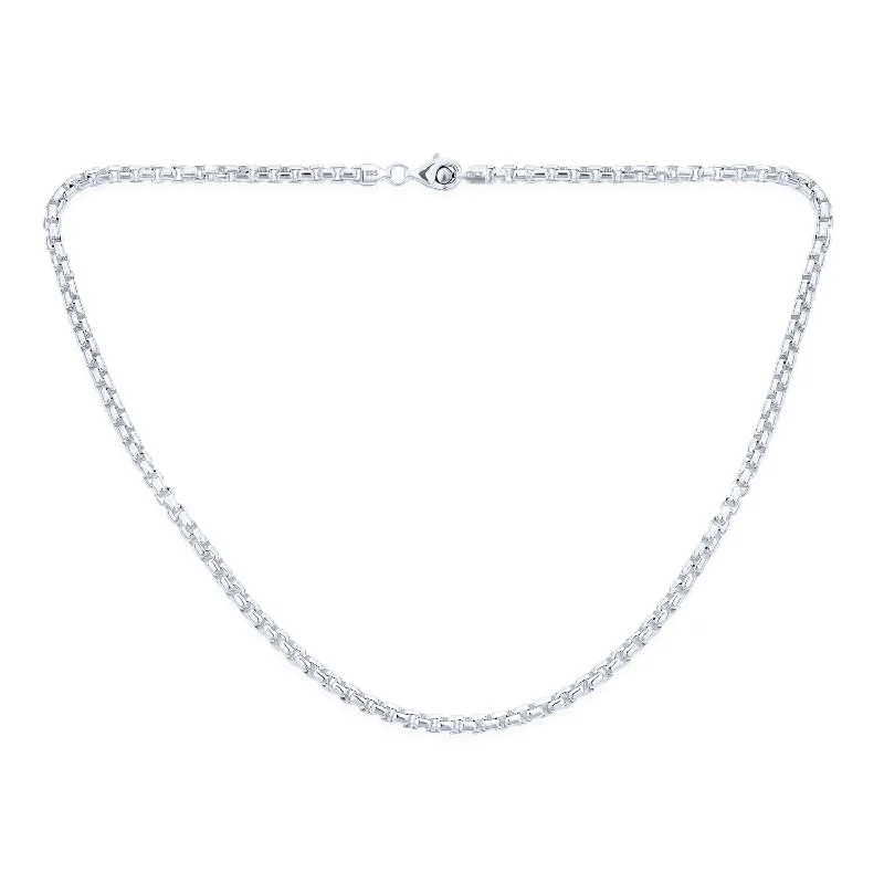 Men's 5MM Thick Sterling Silver Box Chain Necklace Italian Made 16-30 Inch