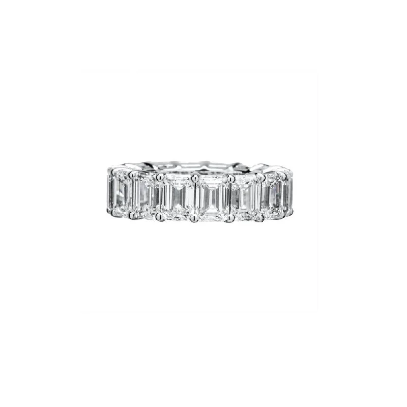 Platinum  Emerald Cut Diamond Eternity Band 12.74Ctw G-H Vs2