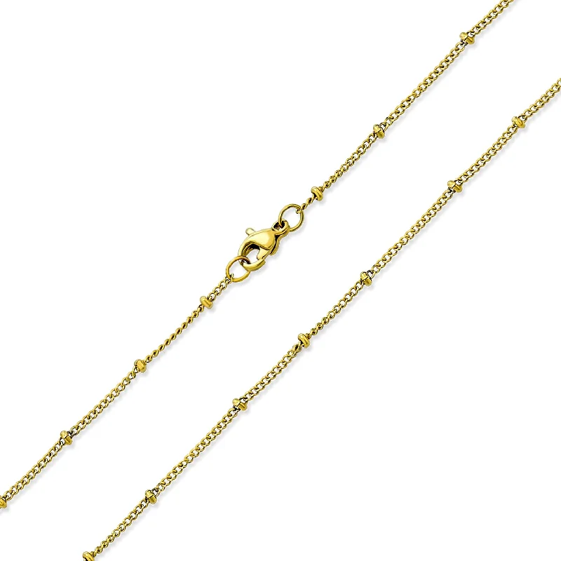 Thin Minimalist Gold Plated Saturn Chain Necklace with Tiny Ball 16-20 Inch