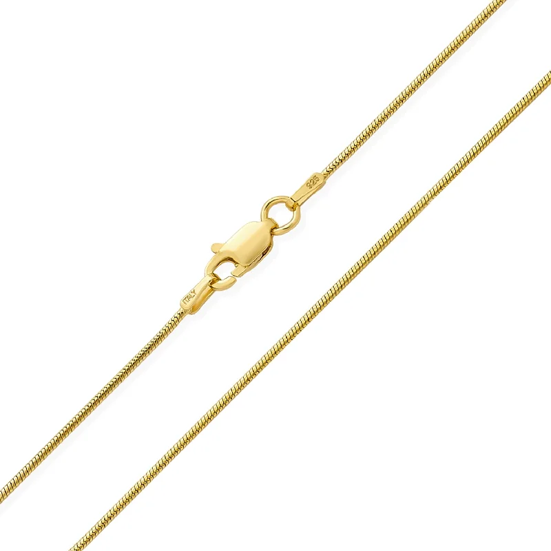 Thin 025 Gauge Sterling Silver 14K Gold Plated Snake Chain Necklace Italy Made