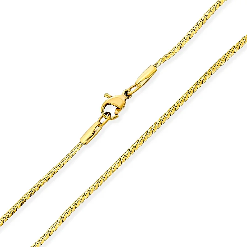 Unisex 1.5MM Gold Plated Serpentine Chain Necklace - Strong & Simple