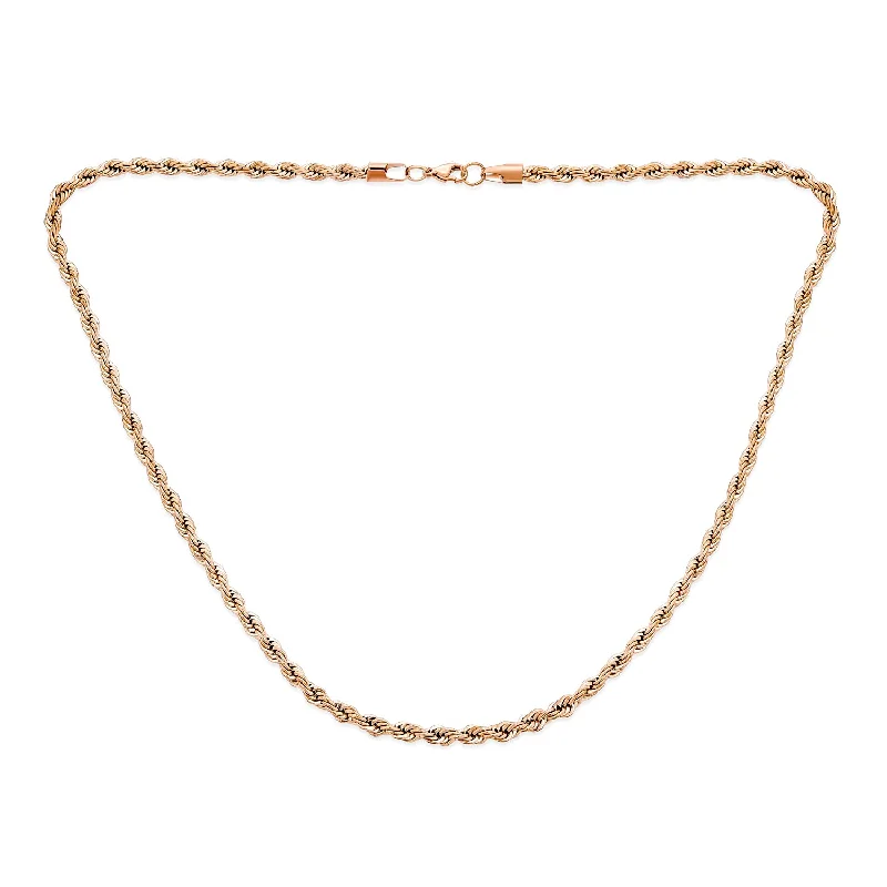 Unisex Urban Biker 5MM Twist Cable Rope Chain Necklace Rose Gold Stainless Steel