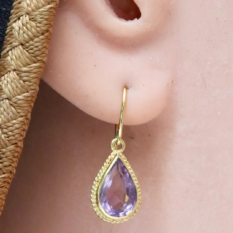 14k Filigree Teardrop Amethyst Earrings