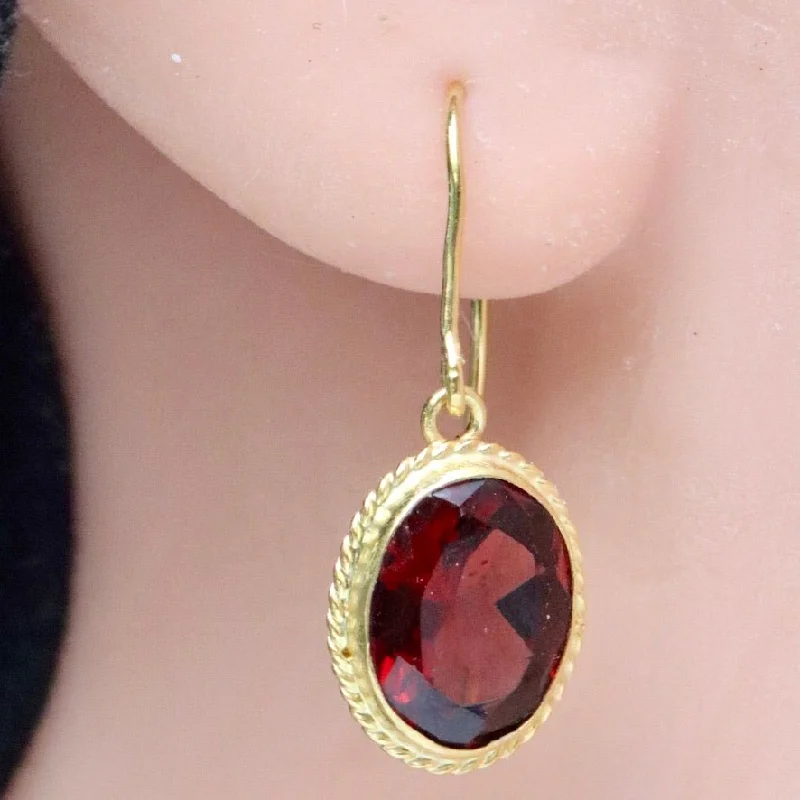 14k Oval Brilliant Cut Garnet Earrings