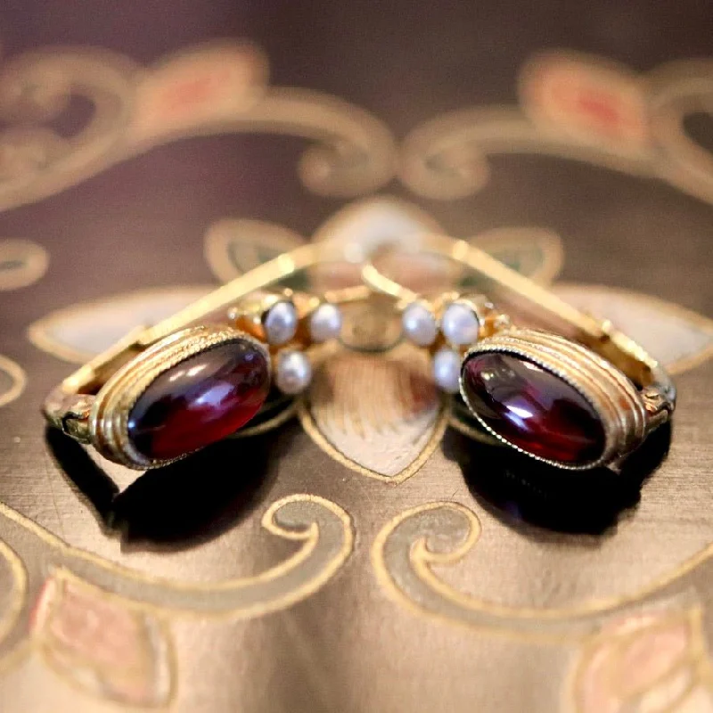 Windsor 14k Gold, Garnet and Pearl Earrings