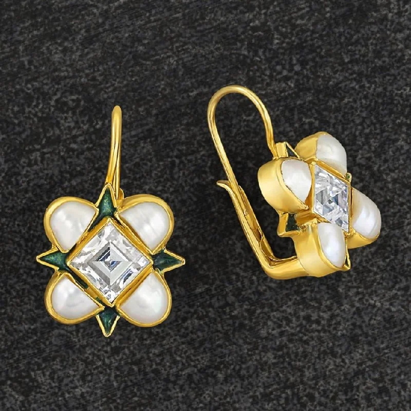 Ariel Cubic Zirconia and Pearl Earrings