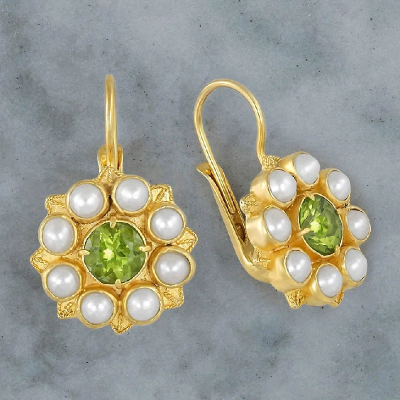 Astrophel Peridot and Pearl Earrings