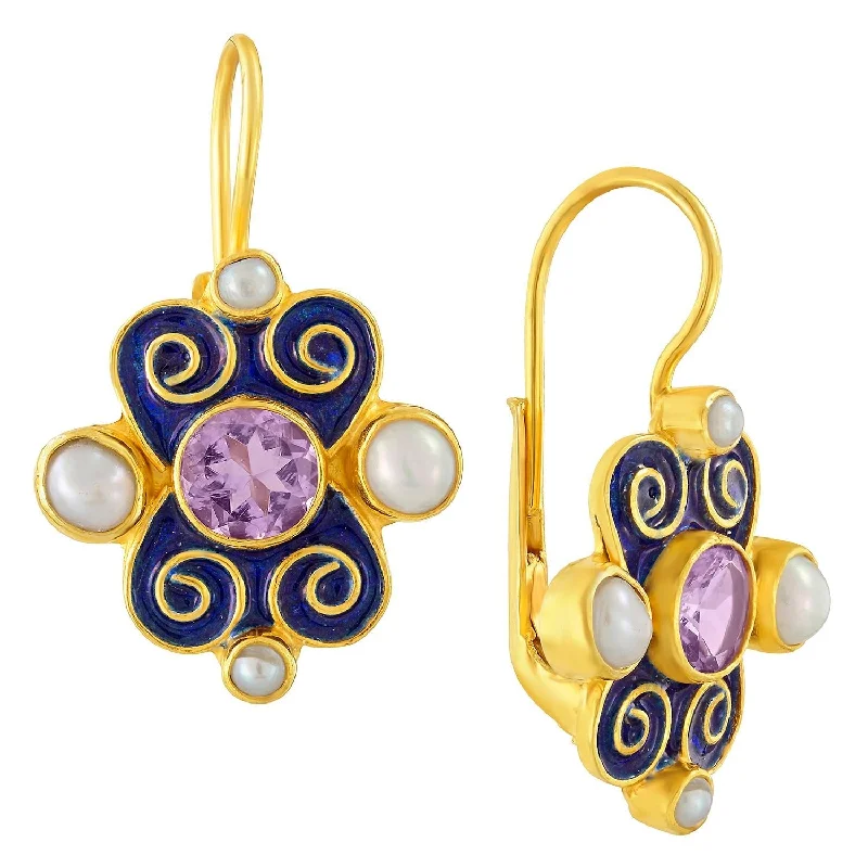 Duchess of Malfi Amethyst and Pearl Earrings