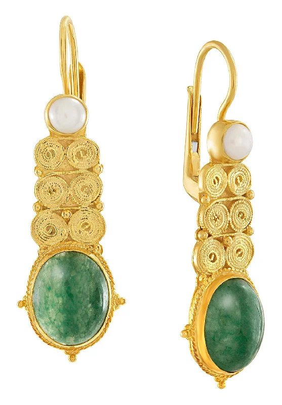 Malabar Aventurine and Pearl Earrings