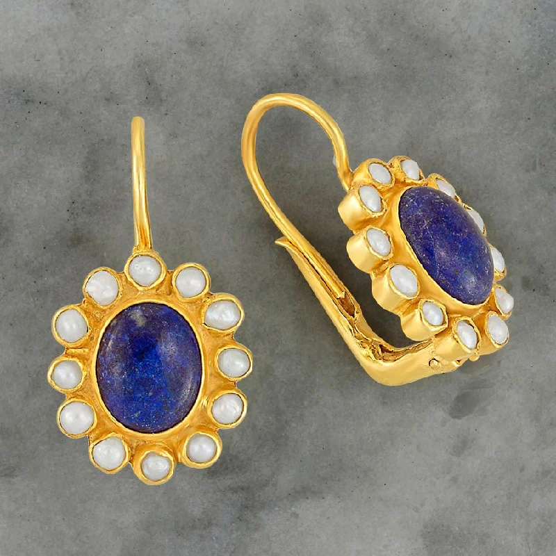 Miss Merryweather Lapis and Pearl Earrings