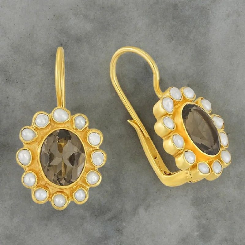 Miss Merryweather Smoky Topaz and Pearl Earrings