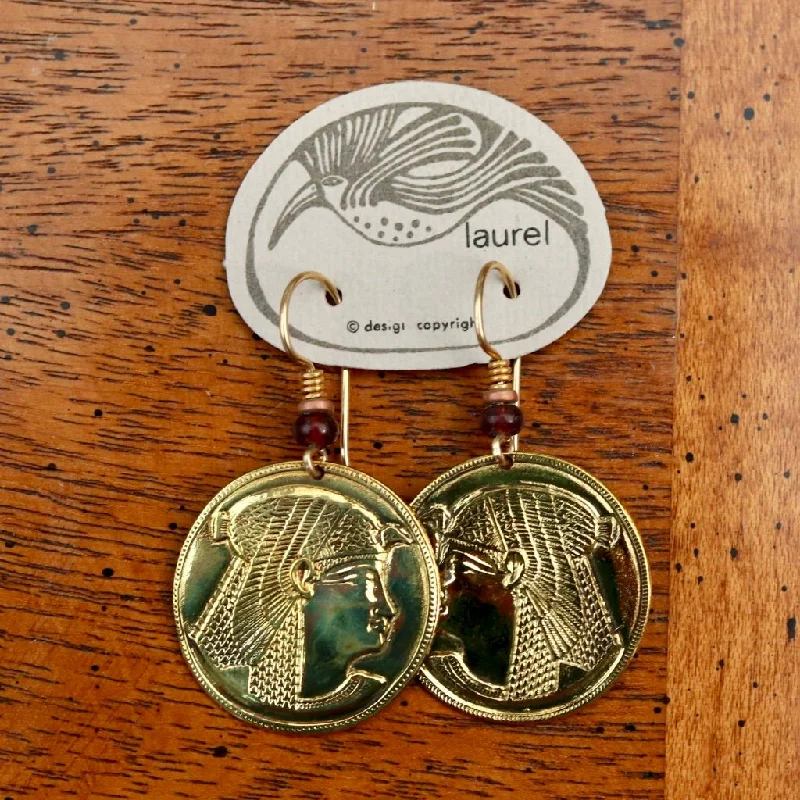 Vintage Laurel Burch Isis Rounds Gold-Plate Earrings