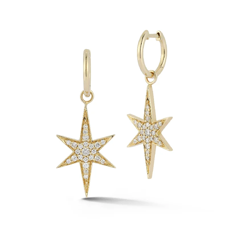 14K Gold & Diamond Large Stella Star Huggie Earrings