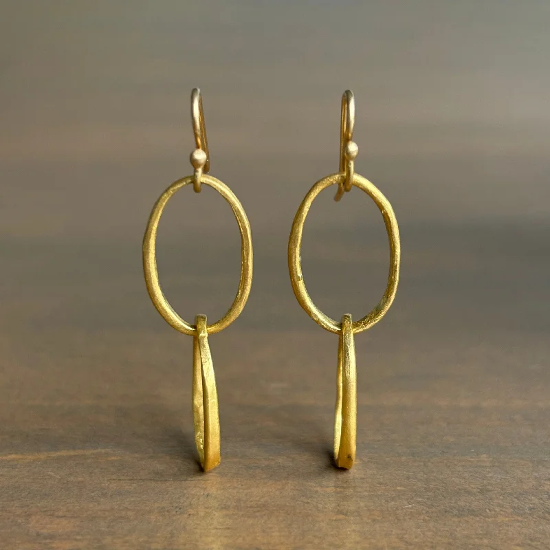 22k Double Pebble Link Earrings