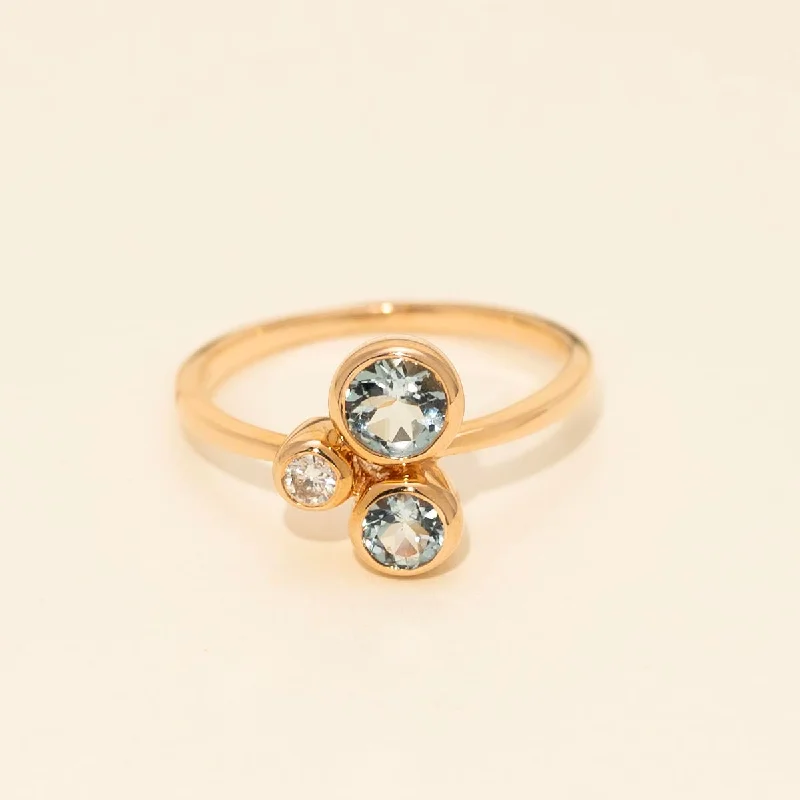 Aquamarine Bezel Ring in 14kt Rose Gold with Diamond (1/10ct tw)