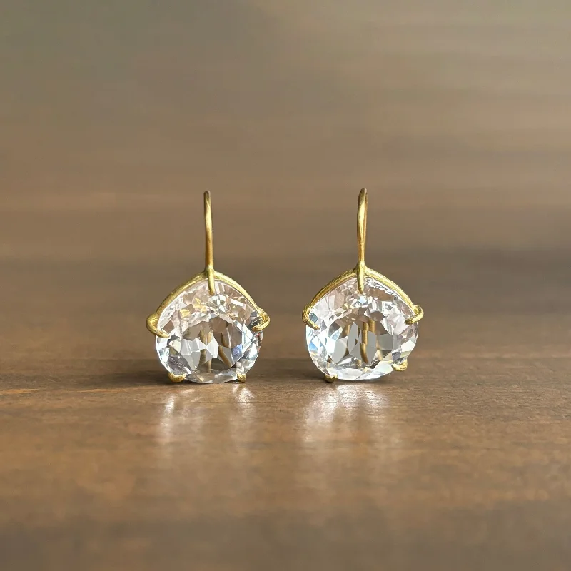 Asymmetrical White Topaz Petal Earrings