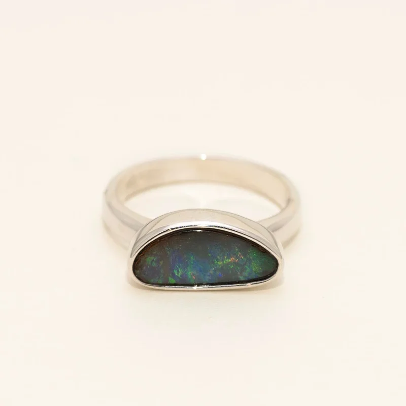 Parlé Australian Boulder Opal Ring in Sterling Silver