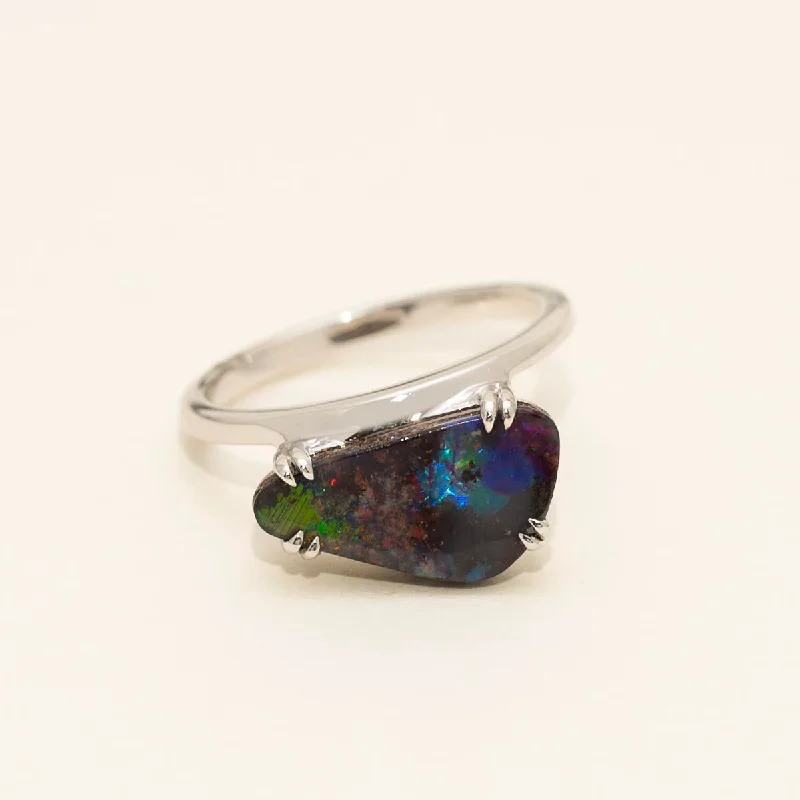 Parlé Australian Boulder Opal Ring in Sterling Silver