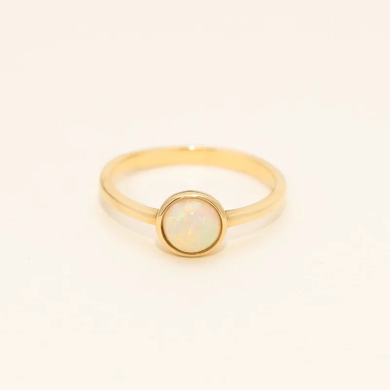 Parlé Australian Opal Bezel Ring in 14kt Yellow Gold