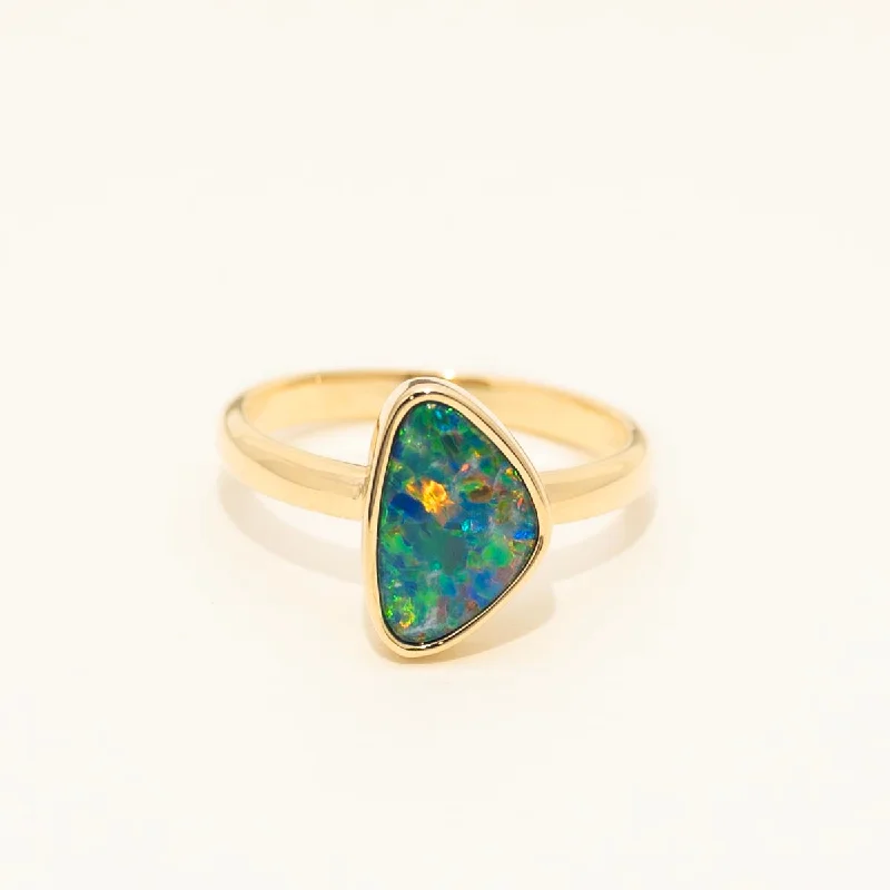 Parlé Australian Opal Doublet Ring in 14kt Yellow Gold