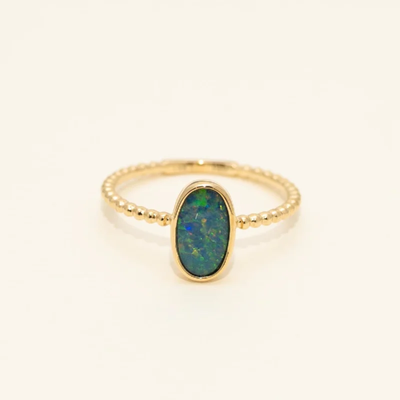 Parlé Australian Opal Doublet Ring in 14kt Yellow Gold