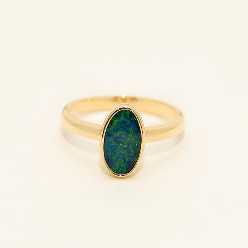 Parlé Australian Opal Doublet Ring in 14kt Yellow Gold