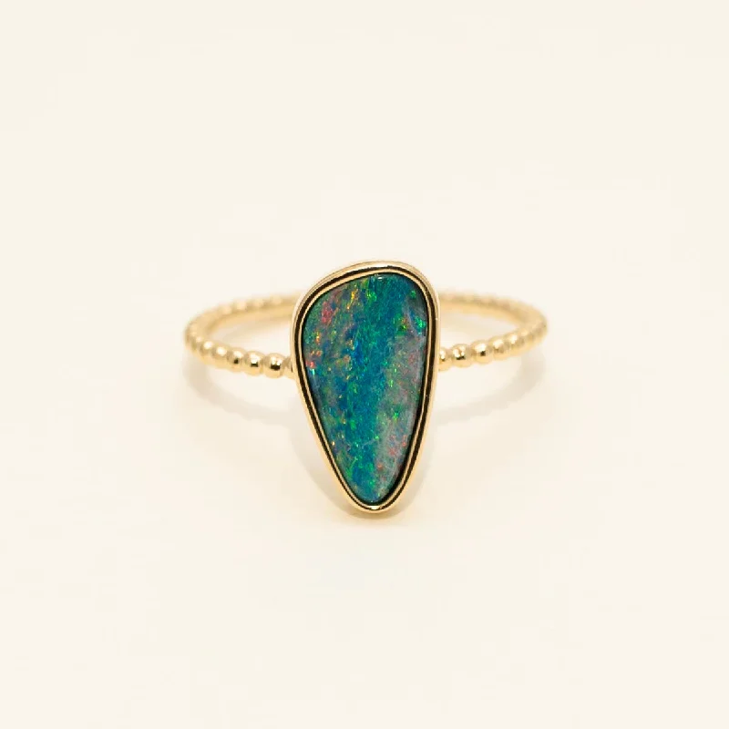 Parlé Australian Opal Doublet Ring in 14kt Yellow Gold