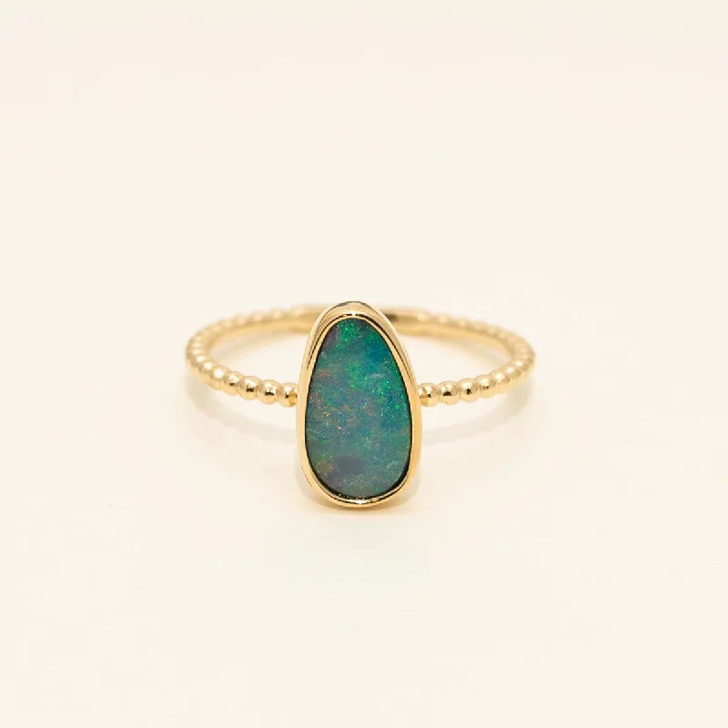 Parlé Australian Opal Doublet Ring in 14kt Yellow Gold