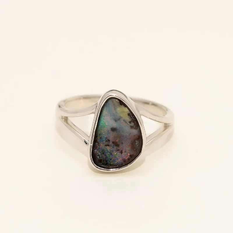 Parlé Boulder Opal Ring in Sterling Silver