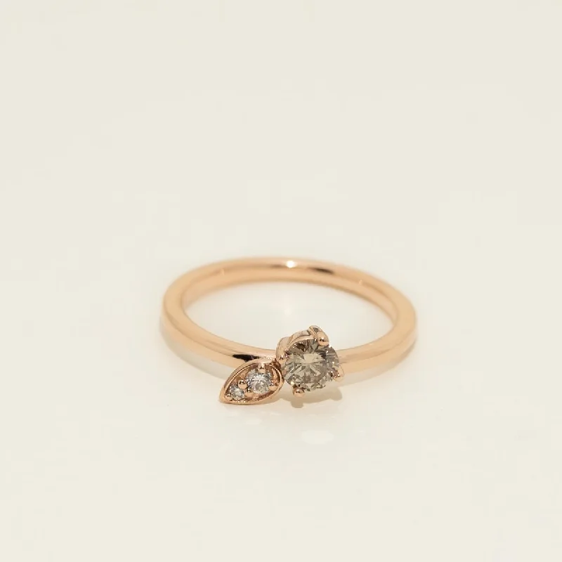 Champagne and White Diamond Ring in 14kt Rose Gold (1/3ct tw)