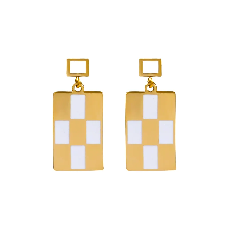 Checkered Gold and White Charm