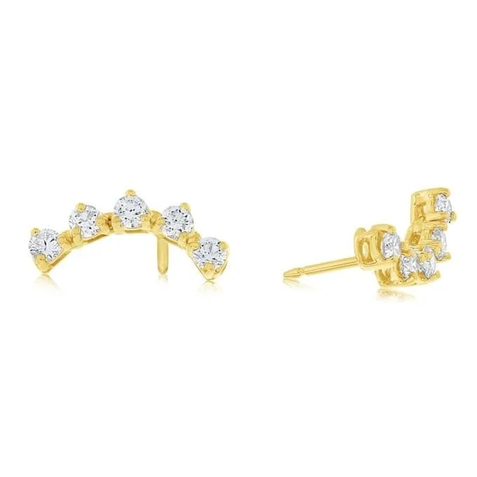 Diamond Curved Ear Climbers